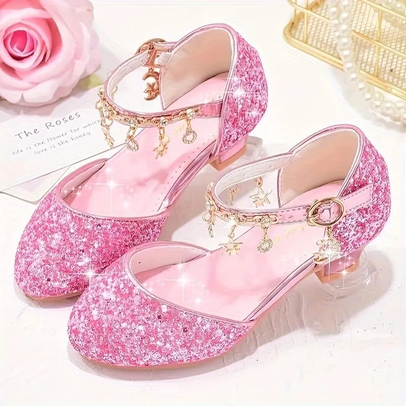 Trendy Elegant Sequin High Heel Shoes for Girls, Lightweight Non Slip Dress Shoes for Performance Party, Spring Summer Autumn