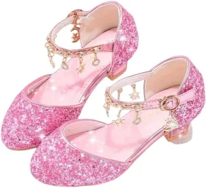 Trendy Elegant Sequin High Heel Shoes for Girls, Lightweight Non Slip Dress Shoes for Performance Party, Spring Summer Autumn