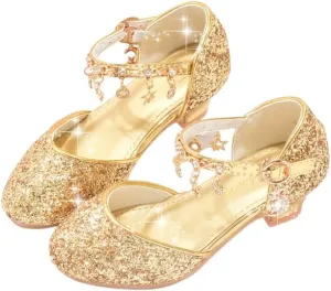 Trendy Elegant Sequin High Heel Shoes for Girls, Lightweight Non Slip Dress Shoes for Performance Party, Spring Summer Autumn