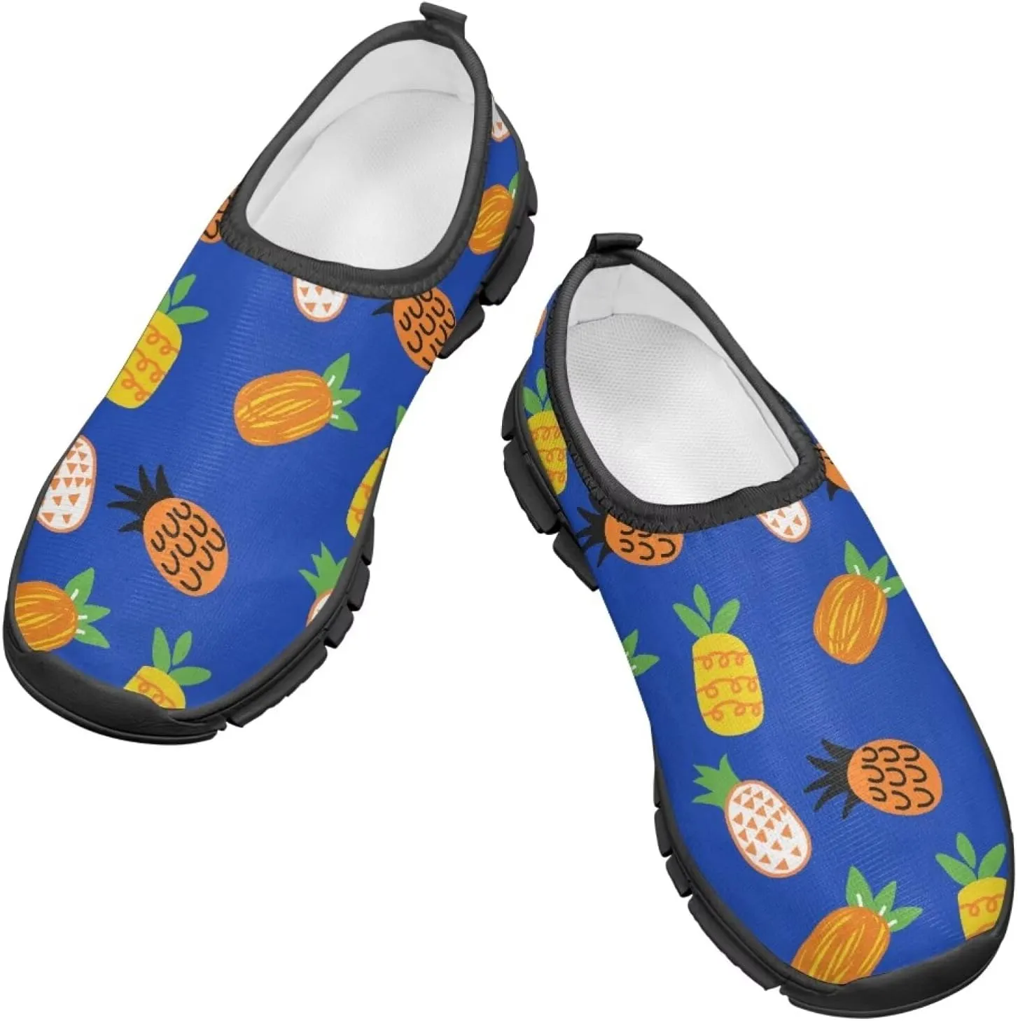 Tropical Pineapple Kids Running Shoes Low-Cut Polyester Fabric Sneakers for Boys and Girls Casual Tennis Shoes Breathable Laceless Wide Shoes