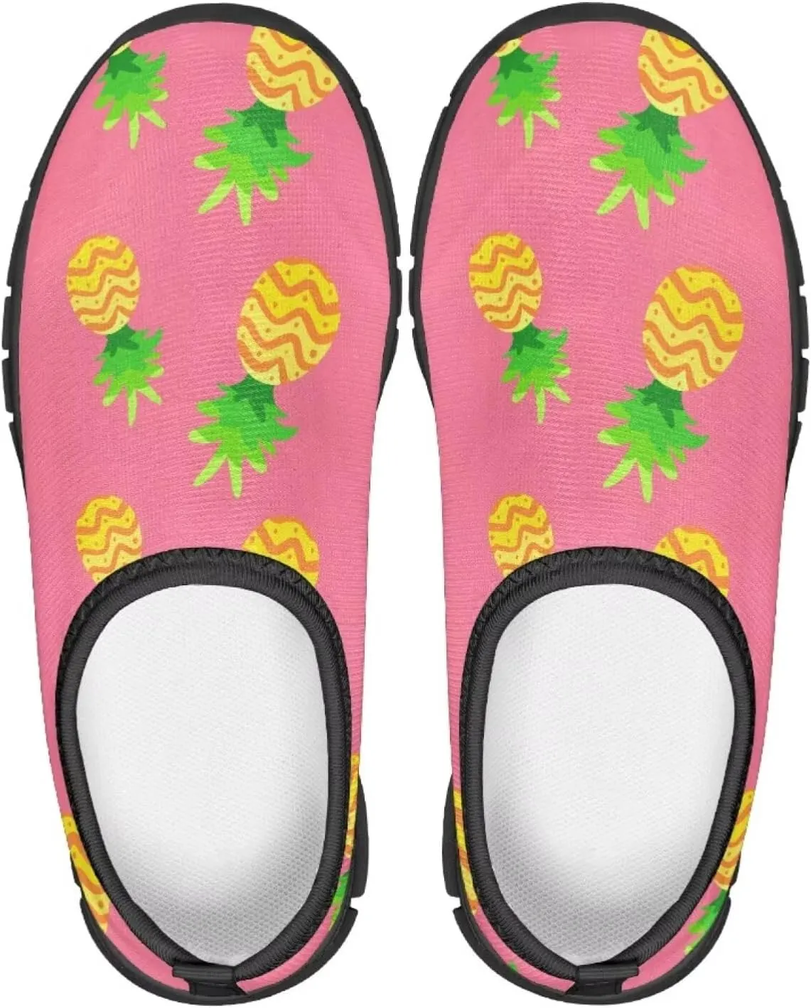 Tropical Pineapple Kids Running Shoes Low-Cut Polyester Fabric Sneakers for Boys and Girls Casual Tennis Shoes Breathable Laceless Wide Shoes