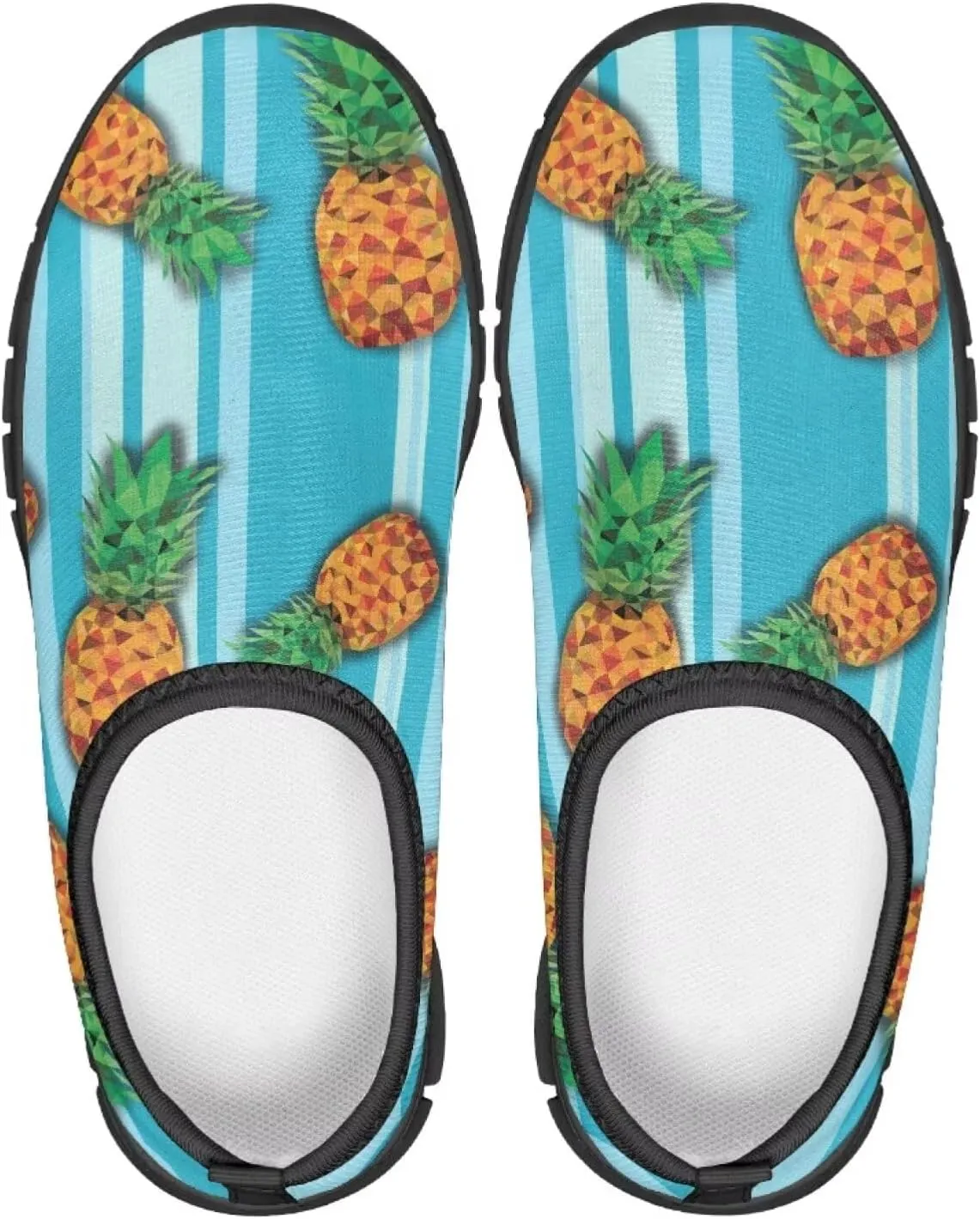 Tropical Pineapple Kids Running Shoes Low-Cut Polyester Fabric Sneakers for Boys and Girls Casual Tennis Shoes Breathable Laceless Wide Shoes