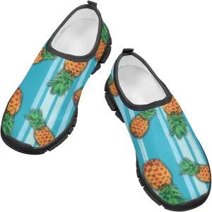 Tropical Pineapple Kids Running Shoes Low-Cut Polyester Fabric Sneakers for Boys and Girls Casual Tennis Shoes Breathable Laceless Wide Shoes