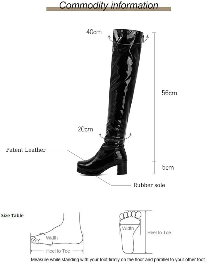 VULTRO Women's Winter Over The Knee Boots Block Heel Back Zipper Long Tube Boots Waterproof Boots