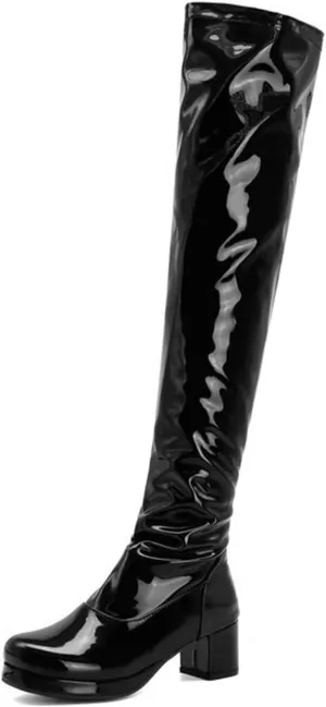 VULTRO Women's Winter Over The Knee Boots Block Heel Back Zipper Long Tube Boots Waterproof Boots