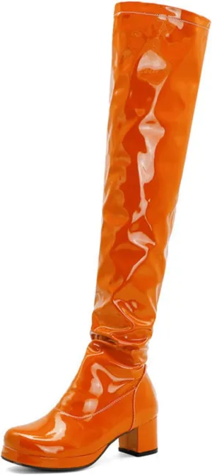 VULTRO Women's Winter Over The Knee Boots Block Heel Back Zipper Long Tube Boots Waterproof Boots