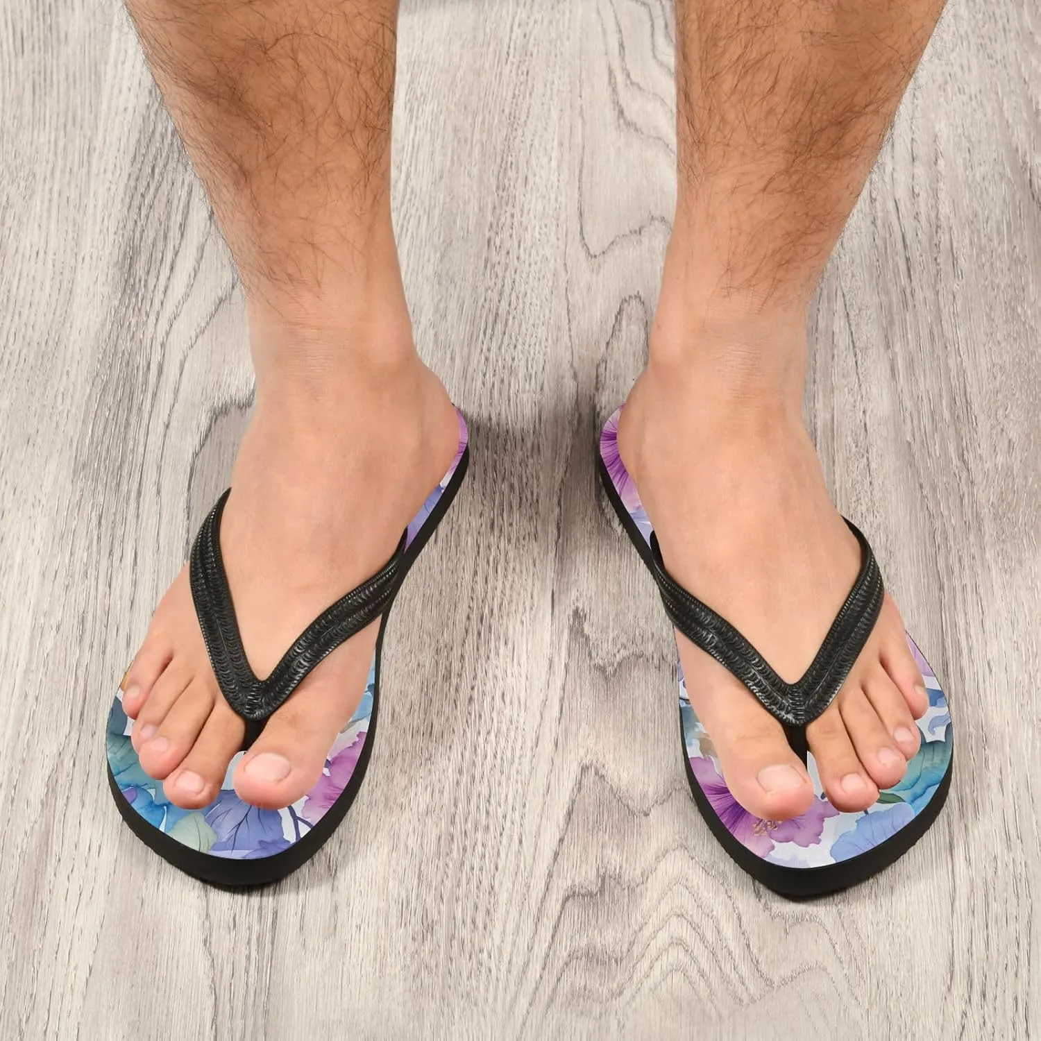 Watercolor Colorful Flower Womens Flip Flops Sandals Slim Flip Flops