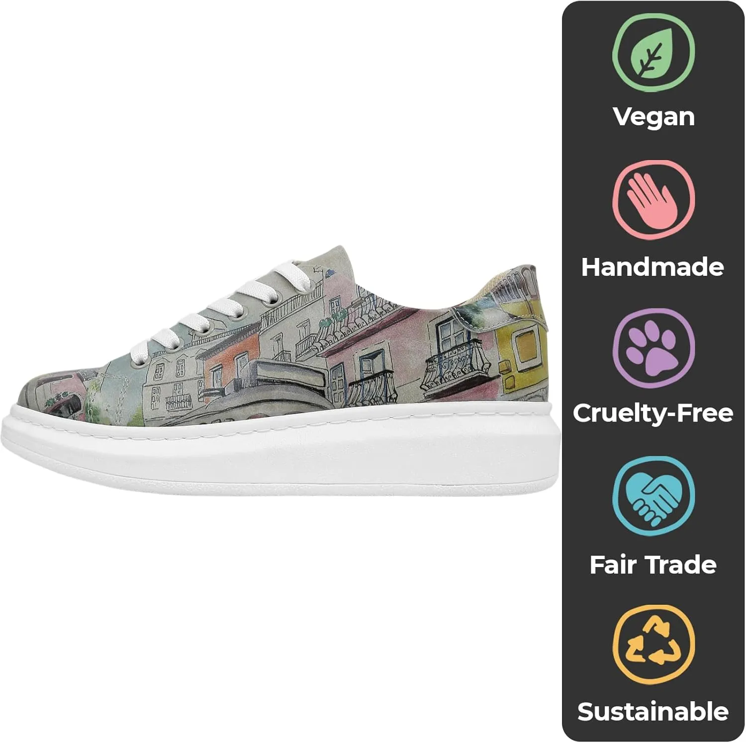 Wedge Platform Sneakers for Women - Handmade Vegan Leather, Unique Chunky Sneakers