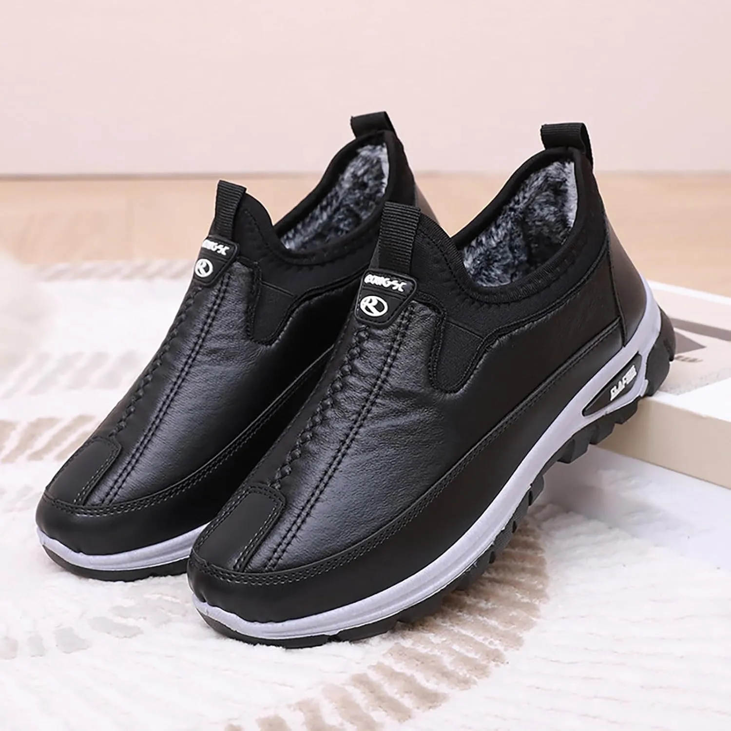 Winter Women's Shoes Leather Surface Water Proof and Warm Middle and Elderly Winter Boots for Snow for Women Wide Width