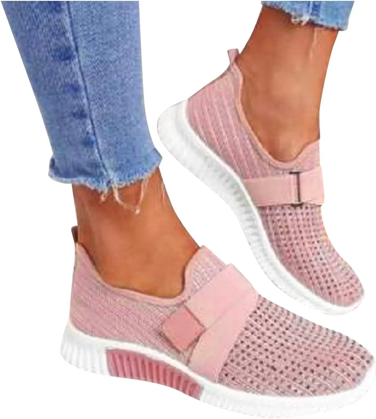 Women Comfortable Slip On Loafers Casual Walking Shoes Lightweight Canvas Sneakers Non Slip Flat Flats