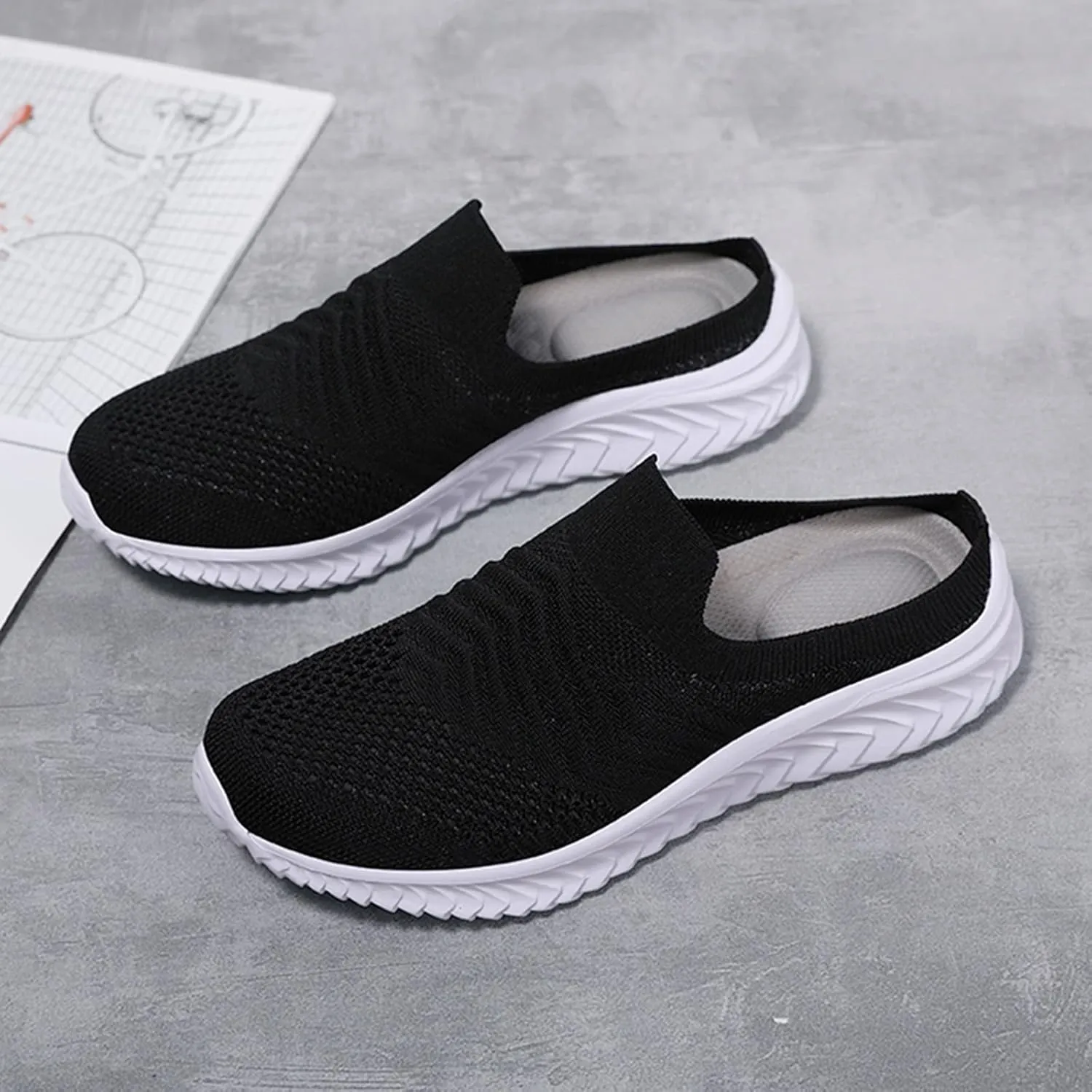 Women Comfortable Slip On Shoes Lightweight Walking Sneakers Canvas Casual Flats Non Slip Elastic Loafers