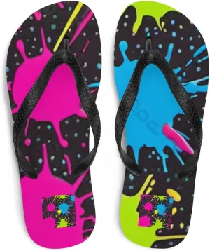 Women's Artsy Colorful Paint Splatter Aesthetic Luxe Flip-Flops