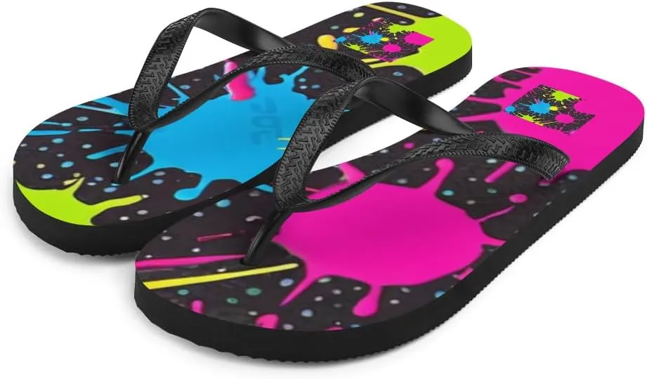 Women's Artsy Colorful Paint Splatter Aesthetic Luxe Flip-Flops