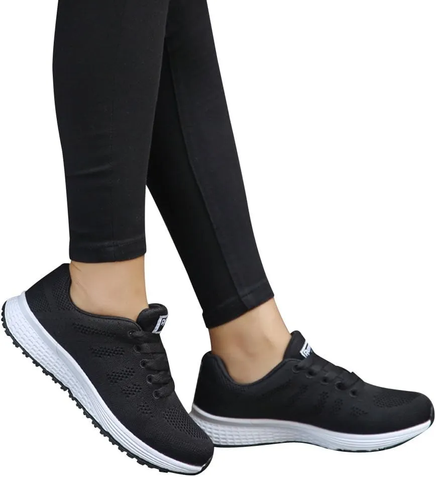 Women's Breathable Elastic Fly Woven Mesh Shoes Slip on Lightweight Casual Tennis Sneakers Soft Recovery Shoe