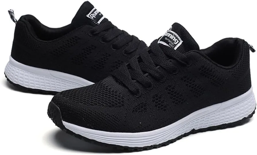 Women's Breathable Elastic Fly Woven Mesh Shoes Slip on Lightweight Casual Tennis Sneakers Soft Recovery Shoe