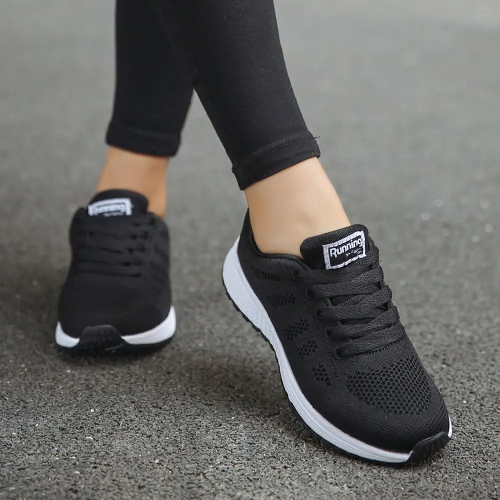 Women's Breathable Elastic Fly Woven Mesh Shoes Slip on Lightweight Casual Tennis Sneakers Soft Recovery Shoe