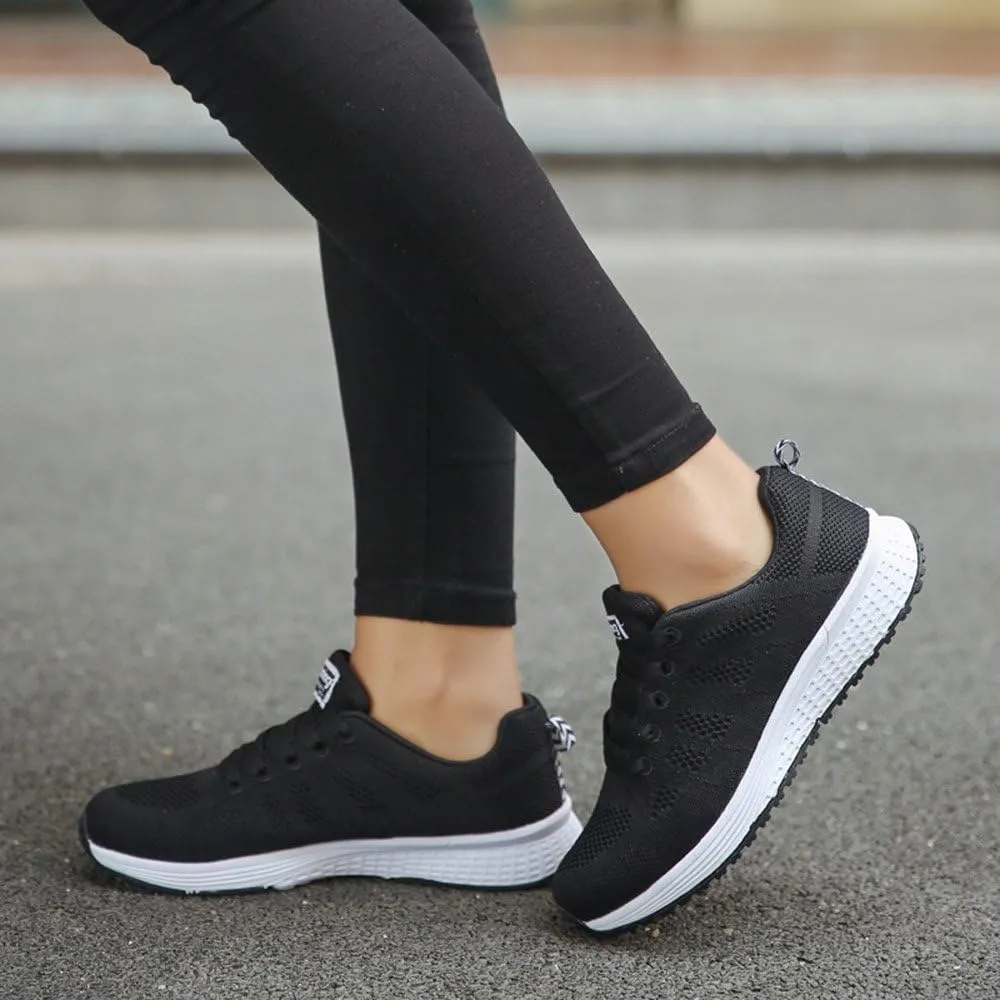 Women's Breathable Elastic Fly Woven Mesh Shoes Slip on Lightweight Casual Tennis Sneakers Soft Recovery Shoe