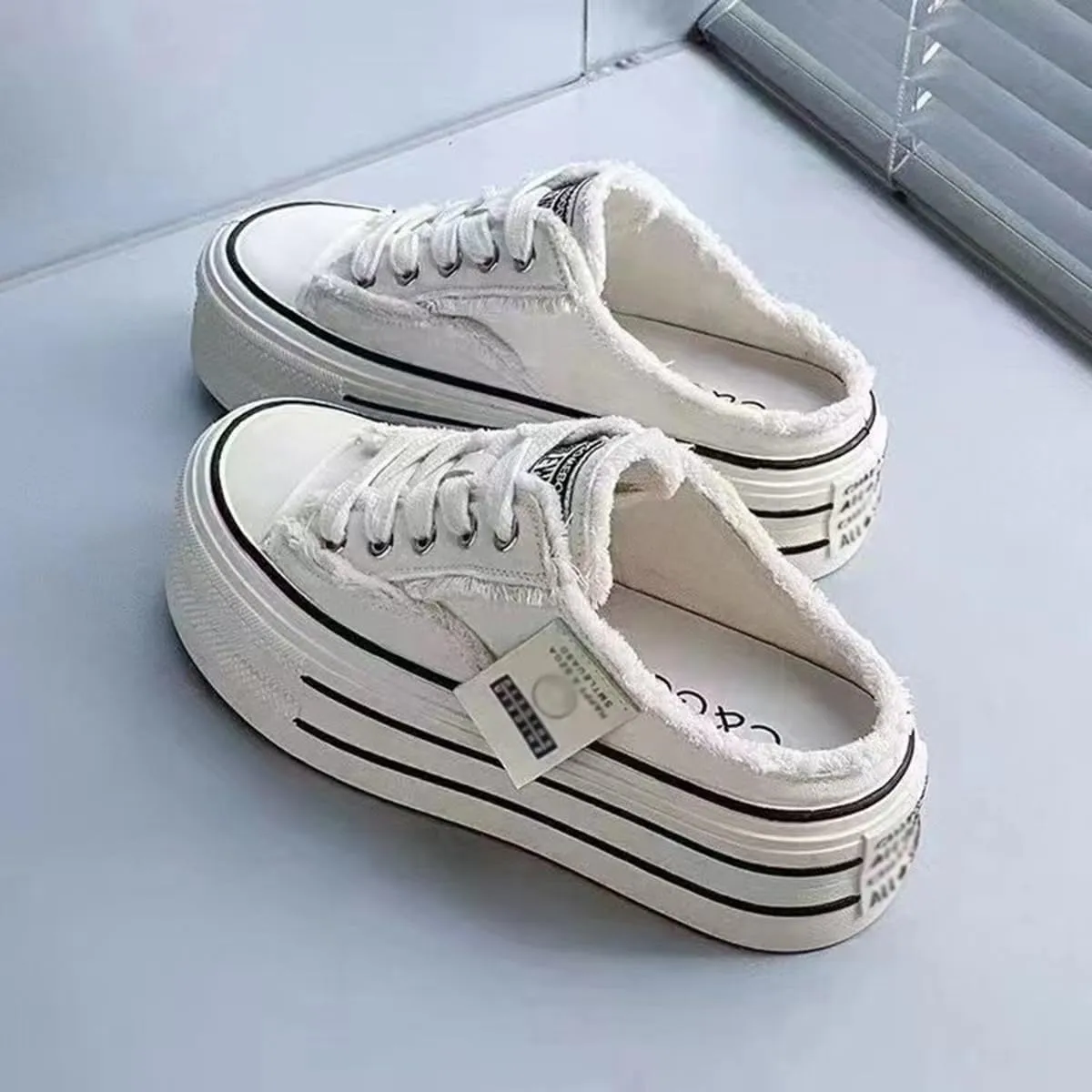 Women's Canvas Mules for Women,Mule White Sneakers for Women 2025,Slip on Platform Mules,Platform Mule Sneakers for Women,Breathable Casual Indoor Outdoor,Comfortable Mule Backless Holiday Shoes