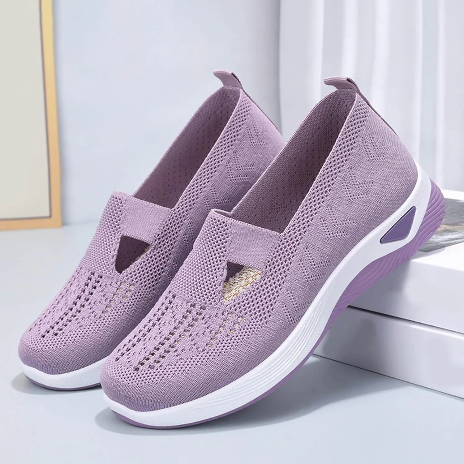 Womens Canvas Slip On Sneakers Casual Comfortable Walking Shoes Lightweight Flat Fashion Elastic Loafers