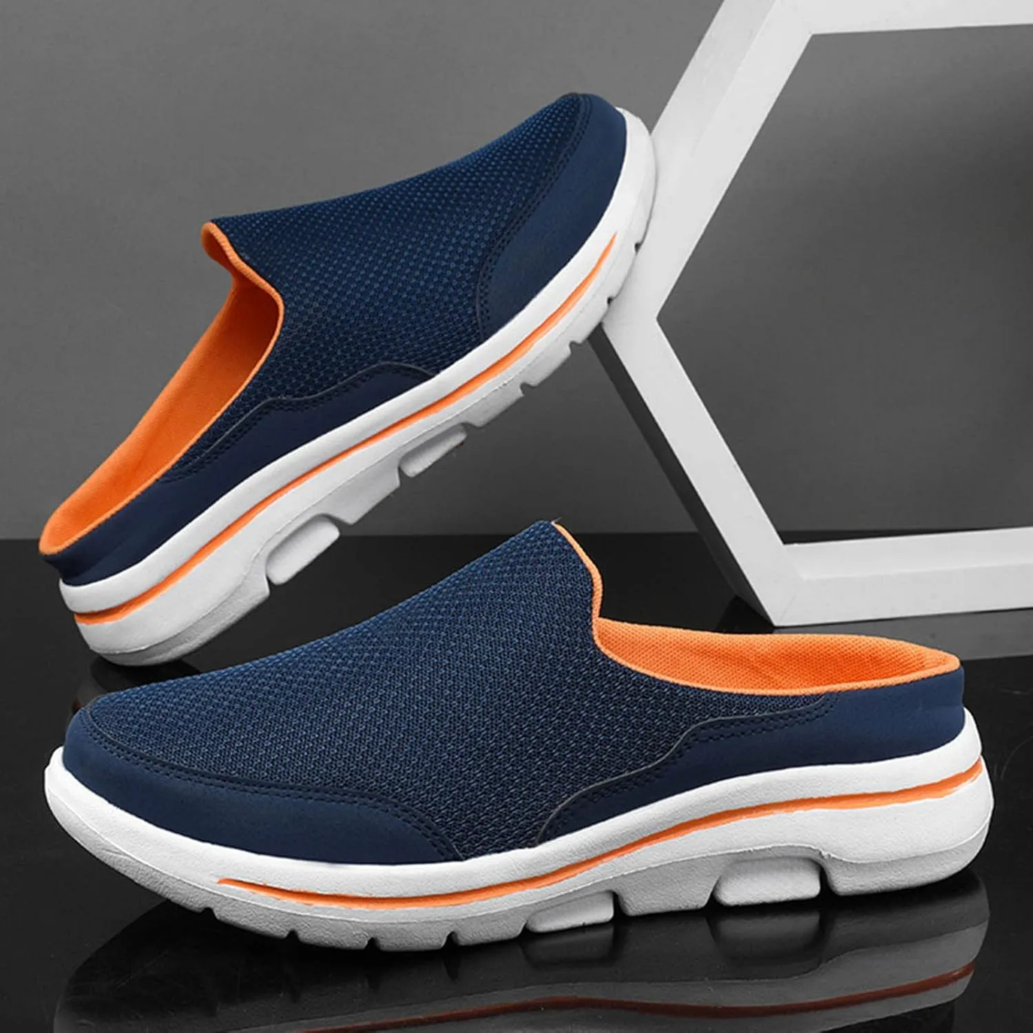 Women's Casual Slip on Half Shoes Breathable Slip On Shoes Women Mesh Breathable White Casual Shoes Black Sneakers Waterproof Tennis Shoe Casual Loafers