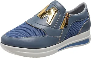 Womens Flat Slip On Sneakers Casual Walking Shoes Lightweight Canvas Comfortable Elastic Non Slip Loafers