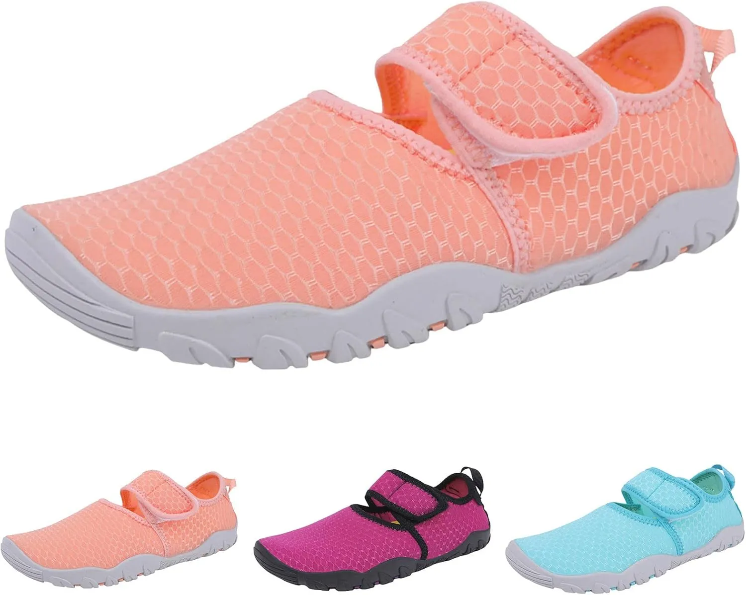 Women's Grounded Footwear Solid Color Mesh Breathable Shoes Hook and Loop Wading Shoes Barefoot Minimalist Shoes