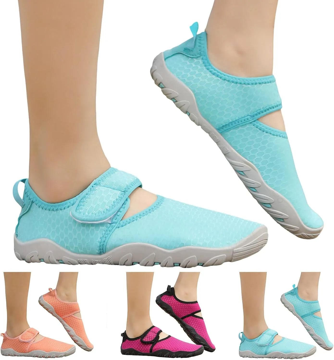 Women's Grounded Footwear Solid Color Mesh Breathable Shoes Hook and Loop Wading Shoes Barefoot Minimalist Shoes
