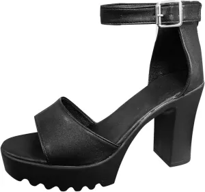 Women's High Heel Platform Sandals Adjustable Ankle Strap Chunky Heel Sexy Part Heeled Sandals Open Toe Pumps