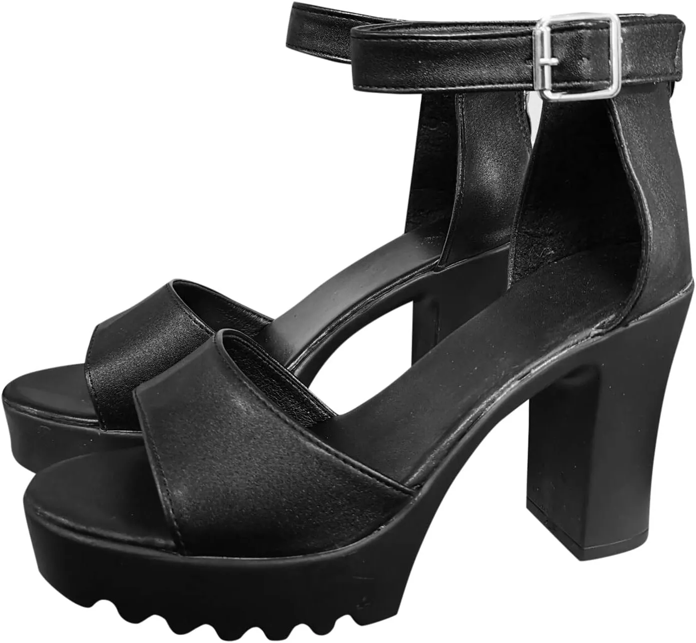 Women's High Heel Platform Sandals Adjustable Ankle Strap Chunky Heel Sexy Part Heeled Sandals Open Toe Pumps
