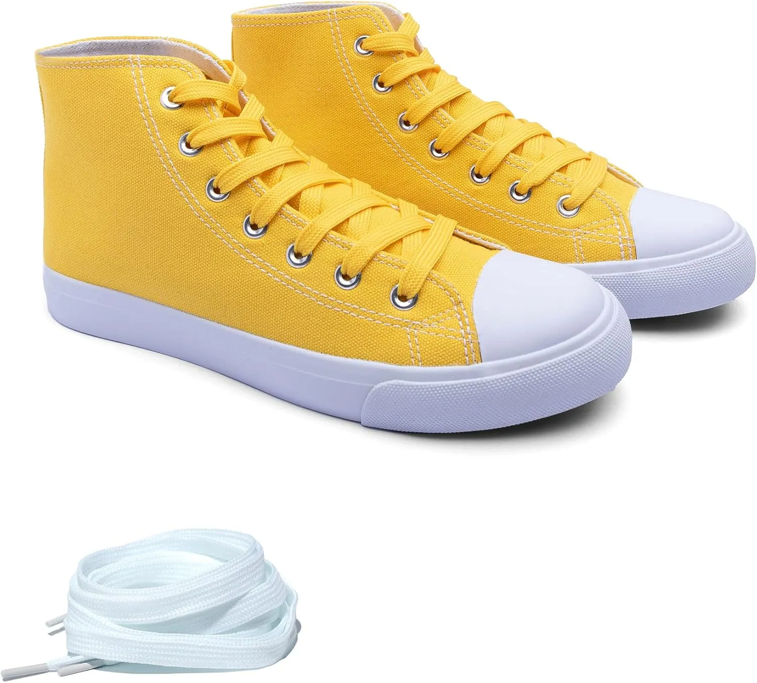 Women's High-Top Canvas Sneakers  Classic Lace-Up Casual Shoes with Extra Shoelaces  Comfortable, Stylish, and Durable