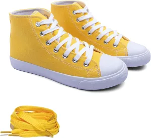 Women's High-Top Canvas Sneakers  Classic Lace-Up Casual Shoes with Extra Shoelaces  Comfortable, Stylish, and Durable