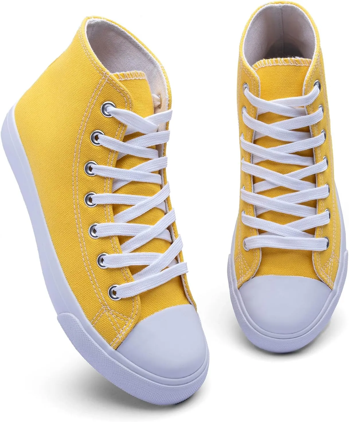 Women's High-Top Canvas Sneakers  Classic Lace-Up Casual Shoes with Extra Shoelaces  Comfortable, Stylish, and Durable