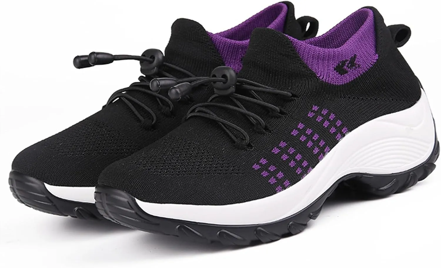 Women's Large Size High Elastic Breathable Shoes Trendy Lightweight Border Socks and Overshoes Lightweight Casual Sports Shoes Running Sneaker for Women