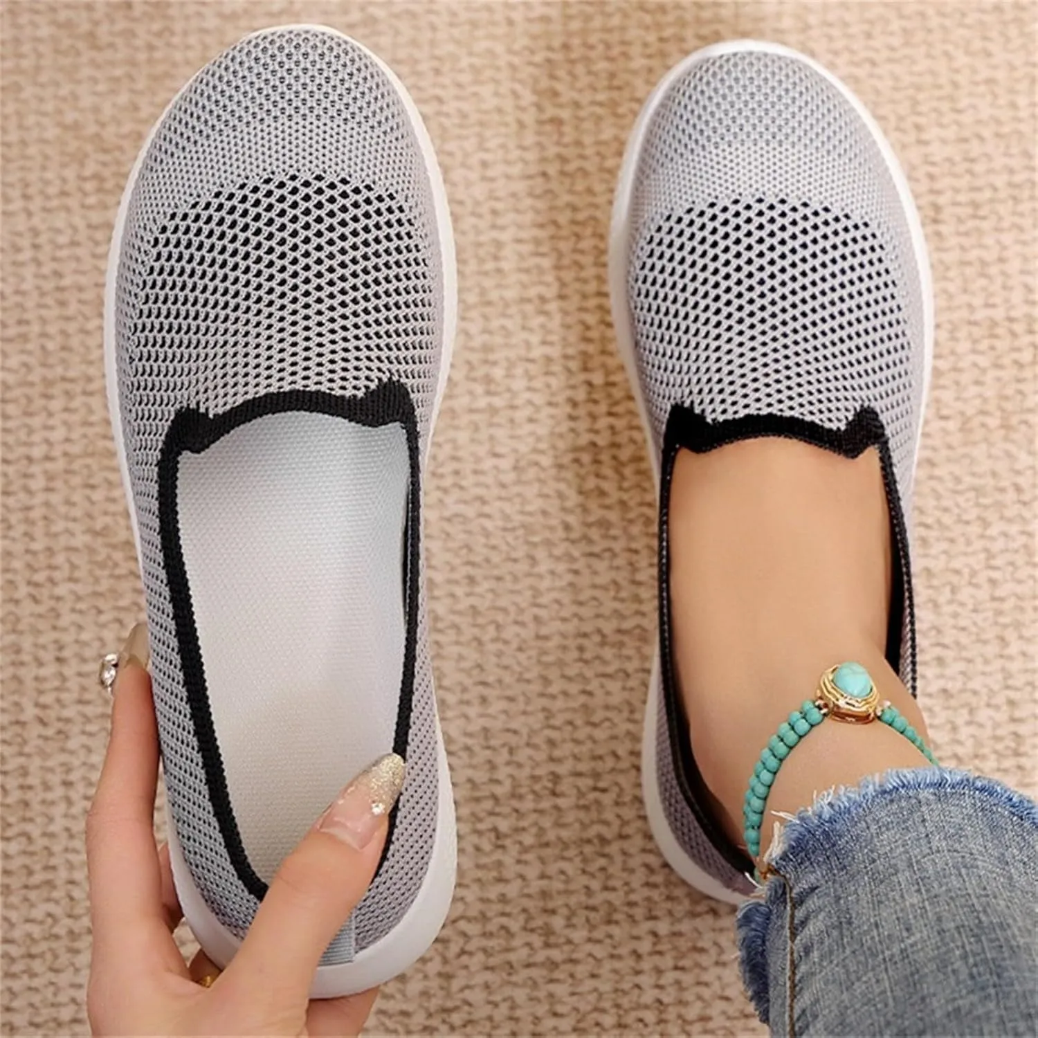Womens Mesh Wedge Orthopedic Sneakers Comfor Lace Up Non Slip Casual Walking Shoes for Outdoor Sport Travel Hiking