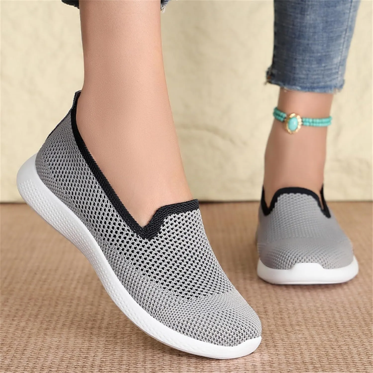 Womens Mesh Wedge Orthopedic Sneakers Comfor Lace Up Non Slip Casual Walking Shoes for Outdoor Sport Travel Hiking