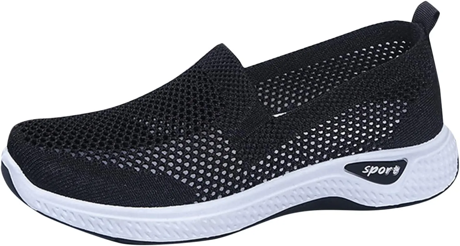 Womens Non Slip Slip On Shoes Casual Walking Sneakers Lightweight Canvas Comfortable Flat Fashion Loafers
