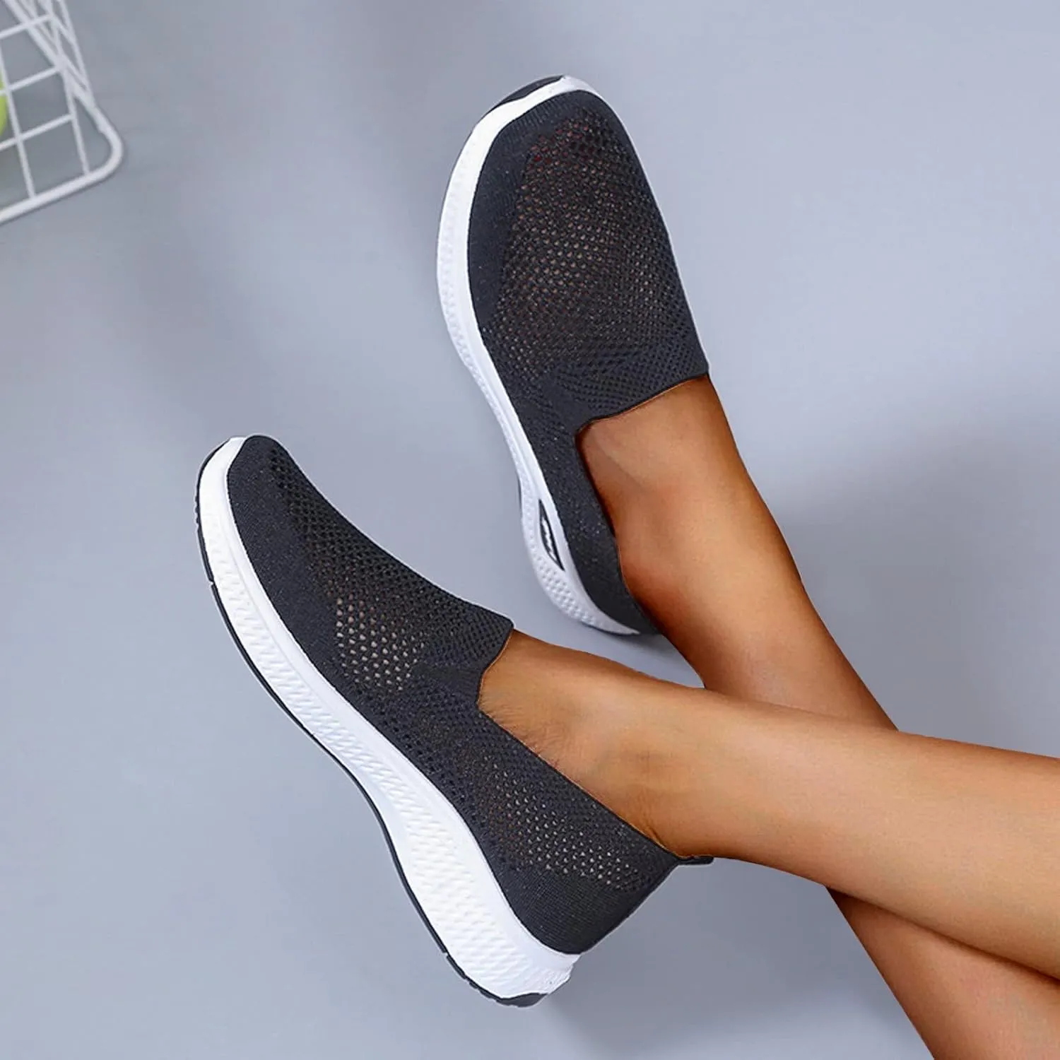 Womens Non Slip Slip On Shoes Casual Walking Sneakers Lightweight Canvas Comfortable Flat Fashion Loafers