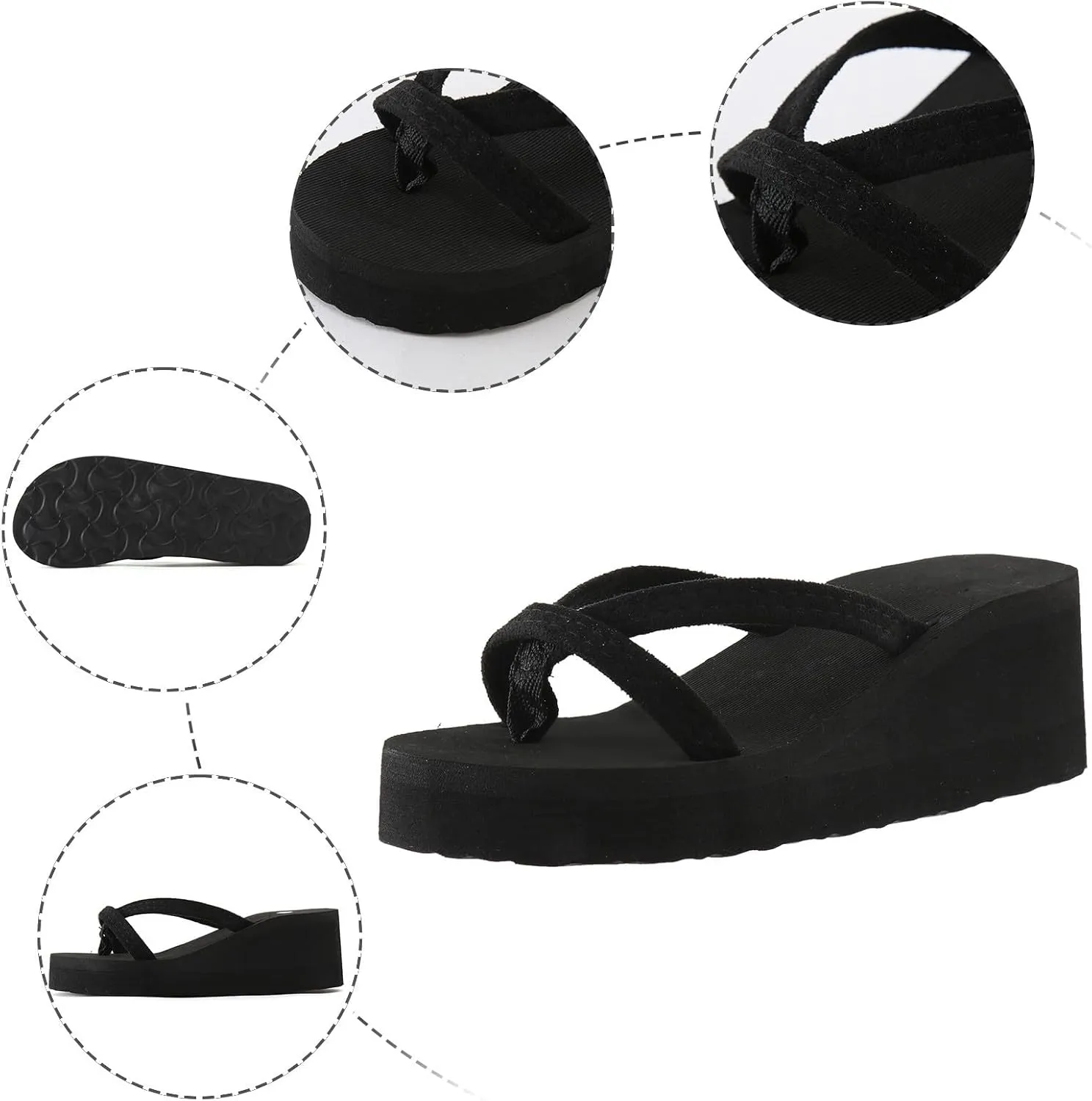 Womens Orthopedic Platform Flip Flops, Summer Beach Comfort Arch Support Thong Cushion Sandals Yoga Mat Wedge Sandal