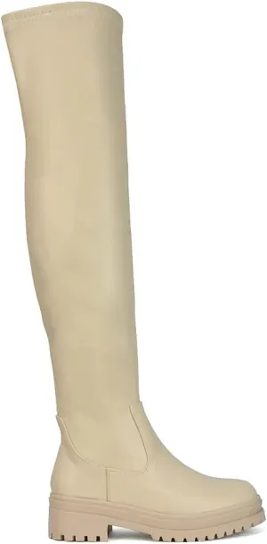 Womens Over The Knee Boots Ladies Chunky Sole Stretch Upper Thigh High Biker Long Shoes Size 3-8