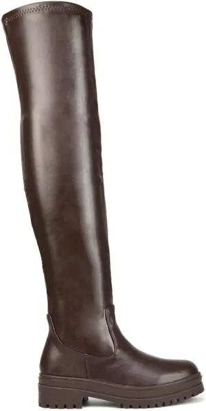 Womens Over The Knee Boots Ladies Chunky Sole Stretch Upper Thigh High Biker Long Shoes Size 3-8