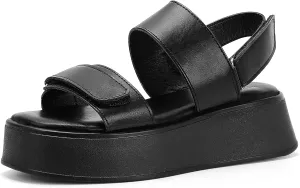 Women's PLatform Sandals,Velcro Strap Flatform Sandals Open Toe Casual Low Wedges Sandal Two Band Summer Sandals
