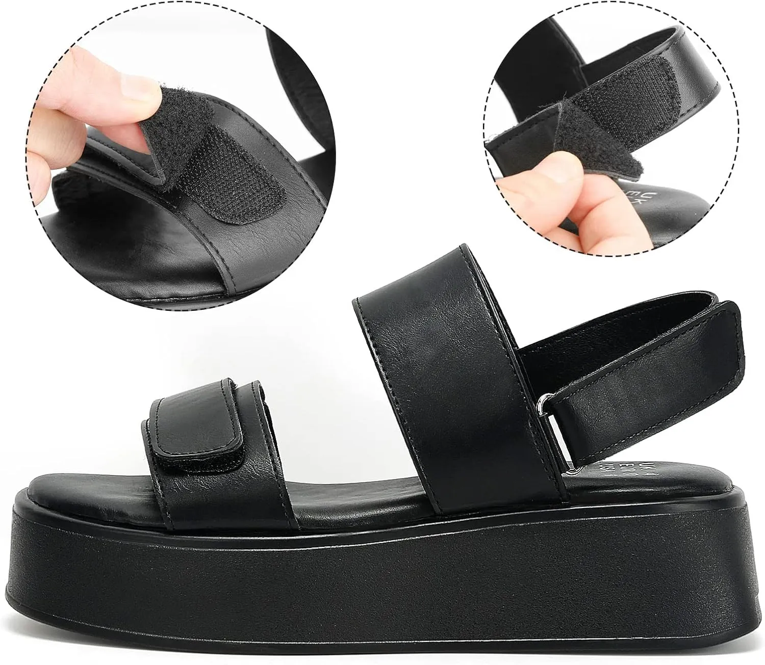 Women's PLatform Sandals,Velcro Strap Flatform Sandals Open Toe Casual Low Wedges Sandal Two Band Summer Sandals