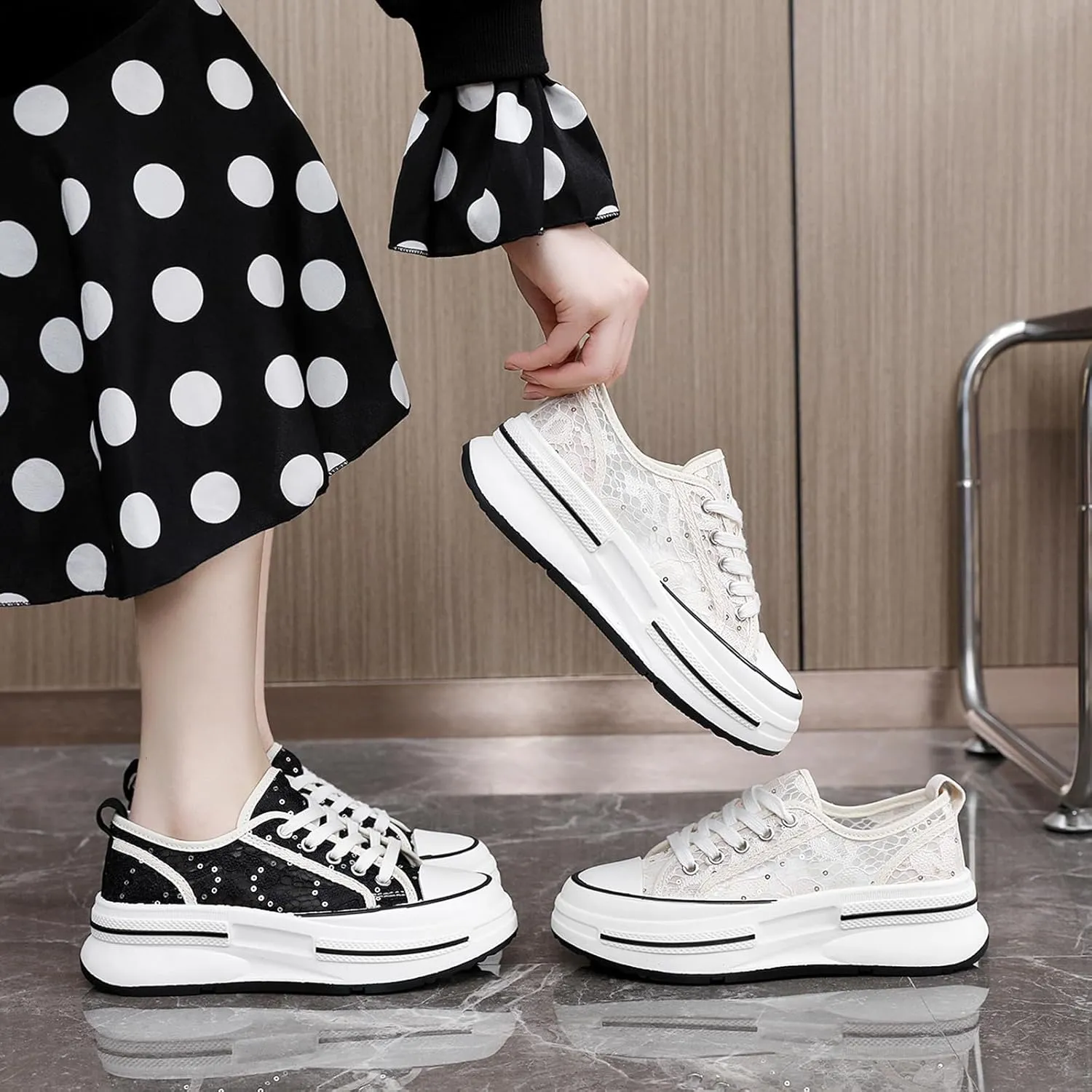 Womens Platform Sneakers Breathable Mesh Comfortable Walking Shoes Casual Summer Chunky Sneakers