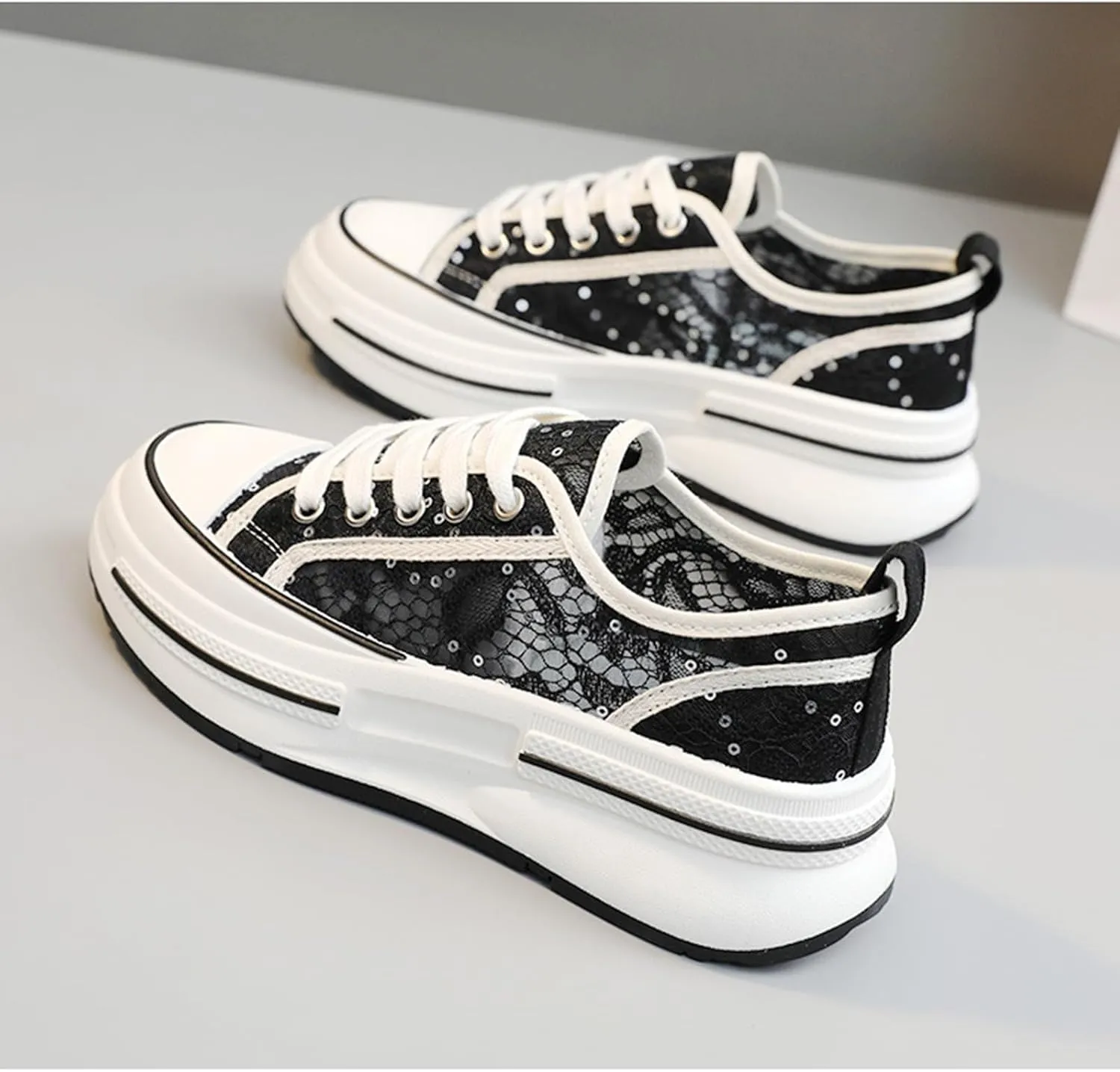 Womens Platform Sneakers Breathable Mesh Comfortable Walking Shoes Casual Summer Chunky Sneakers