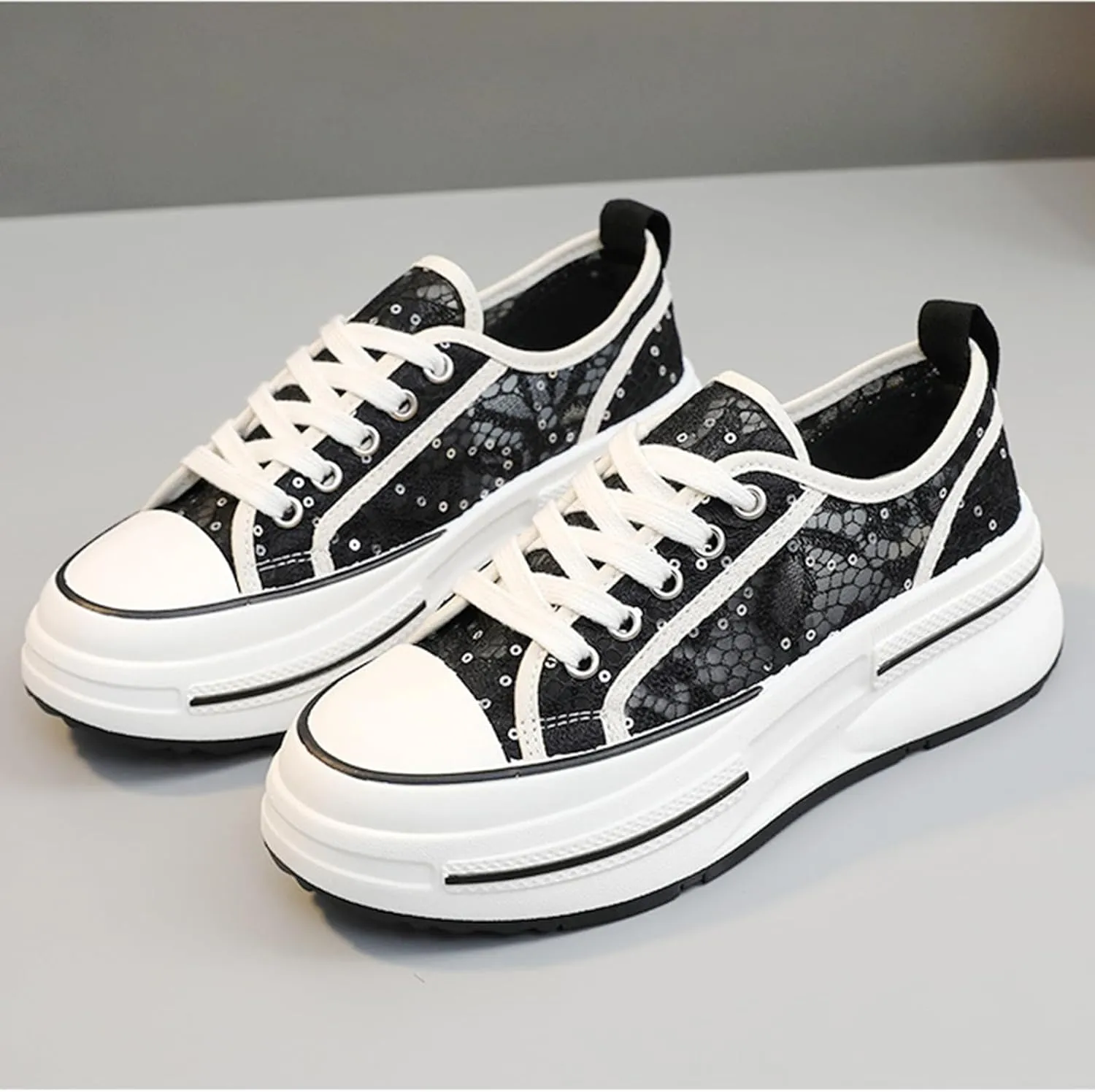 Womens Platform Sneakers Breathable Mesh Comfortable Walking Shoes Casual Summer Chunky Sneakers