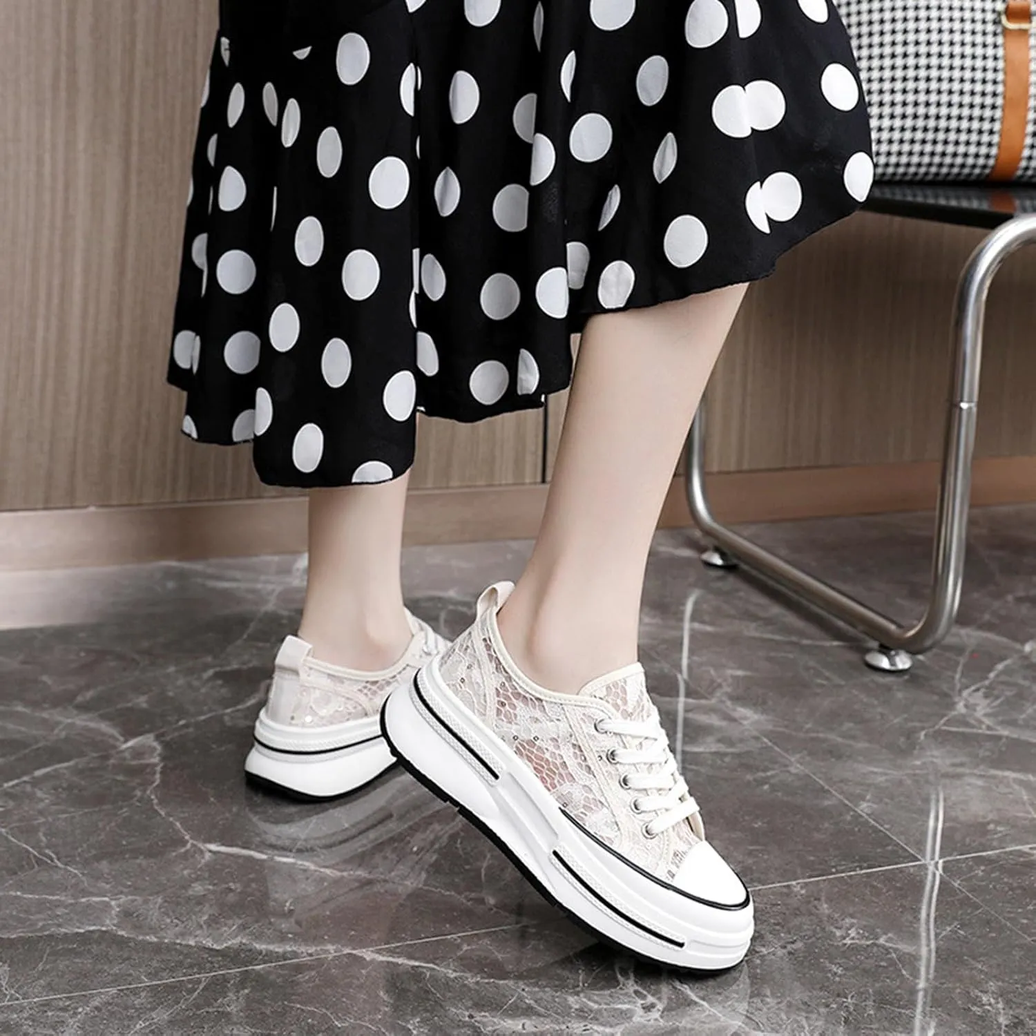 Womens Platform Sneakers Breathable Mesh Comfortable Walking Shoes Casual Summer Chunky Sneakers