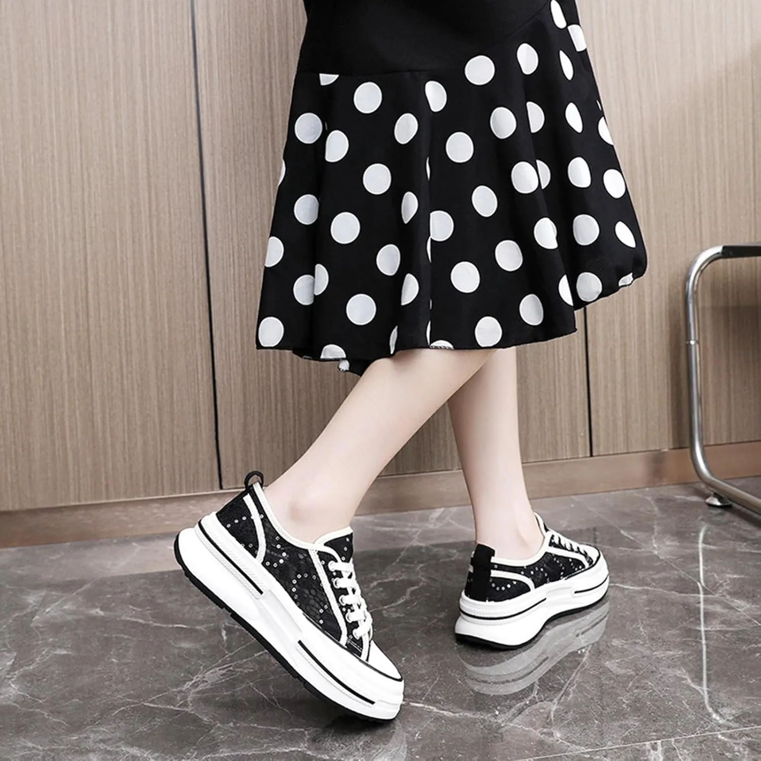 Womens Platform Sneakers Breathable Mesh Comfortable Walking Shoes Casual Summer Chunky Sneakers