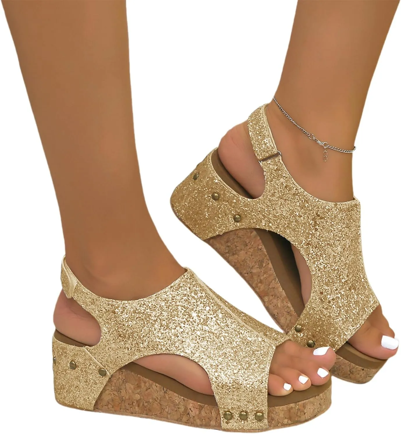 Womens Sandals 2025 Wedge Sandal for Women Wide Width Platform Wedge Sandals Fashion Espadrilles Open Toe Casual Dressy Espadrilles Shoes Summer Beach Outdoor Slippers Shoes Boho Ladies Wedges 2025