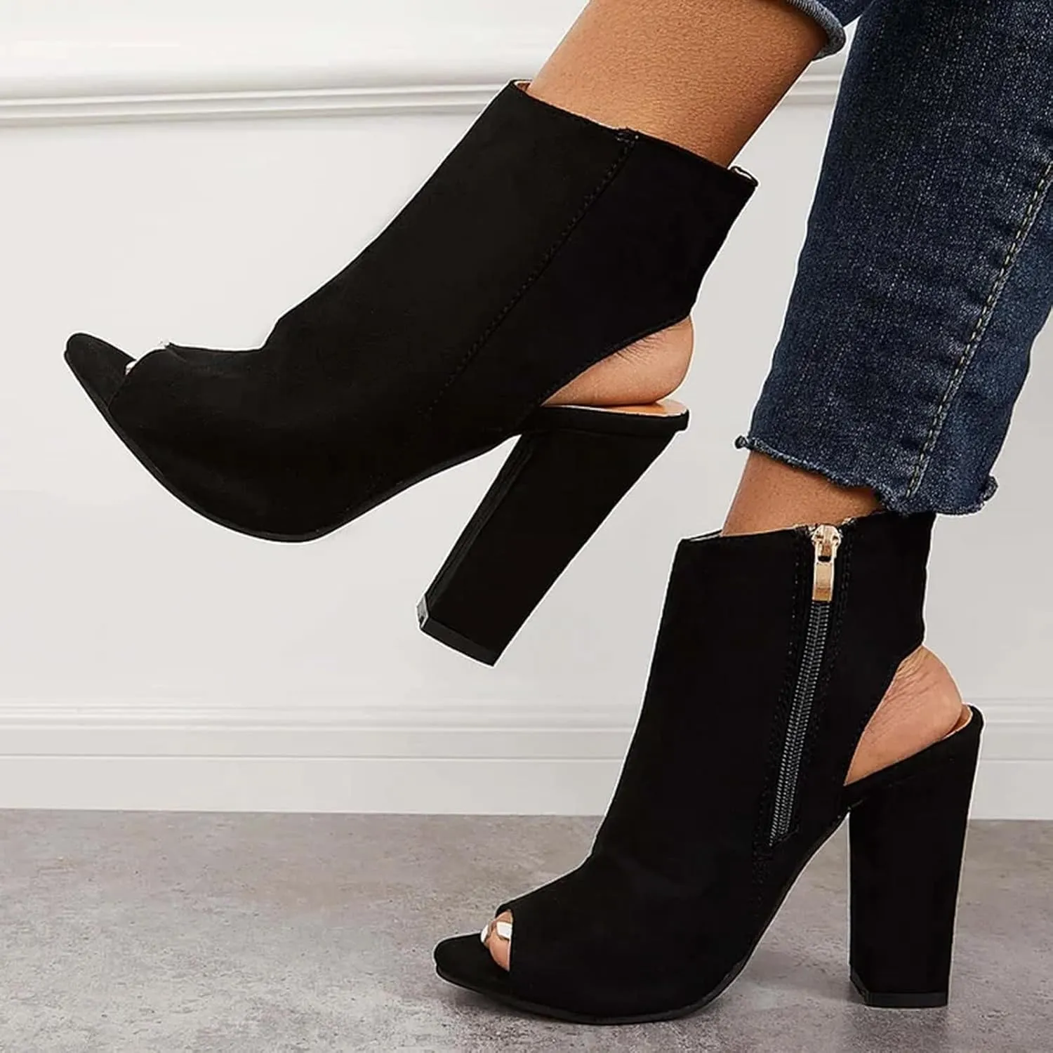 Women's Sandals Fish Heel Thick Zipper Mouth Heel High Fashion Shoes Side Women's Sandals Womens Wide Width Booties