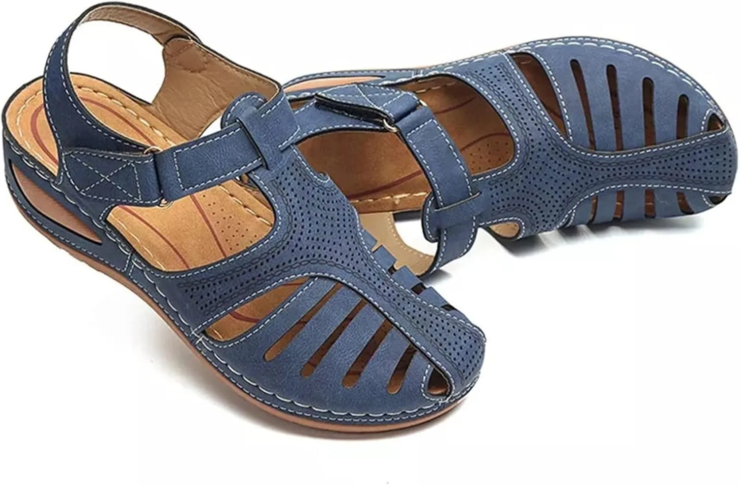 Women's Sandals with Arch Support and Back Strap Womens Orthopedic Flats Wedge Sandals Women Dressy Comfort Arch Support Sandals Chunky Sandals for Women Cushioned Sandals for Women